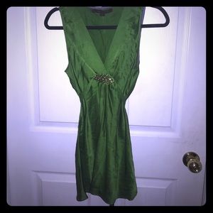 Emerald green blouse Antique copper decor at waist